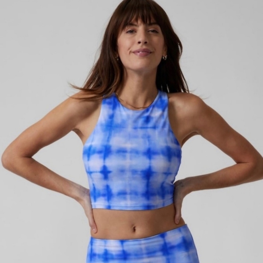 Athleta Conscious Crop Bikini Top D-DD Tie Dye Blue  SU054